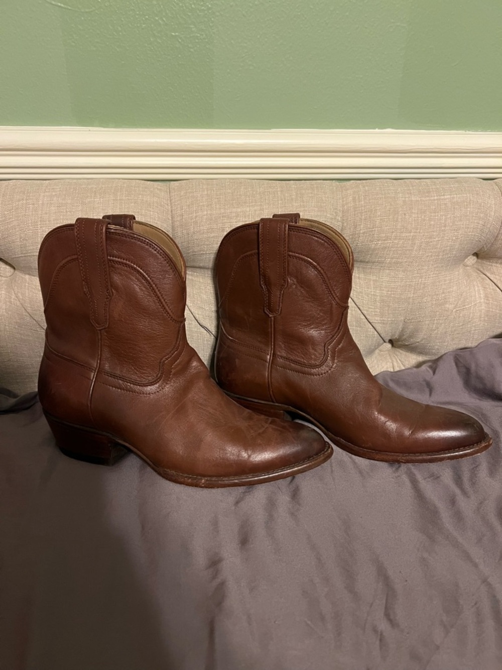 Tecovas Brown Leather Short Western Booties